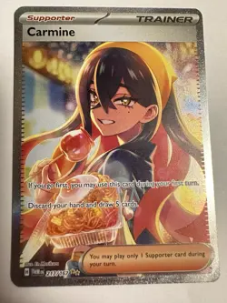 Carmine Trainer Supporter Card Pokemon TCG Holo Rare - Image 2
