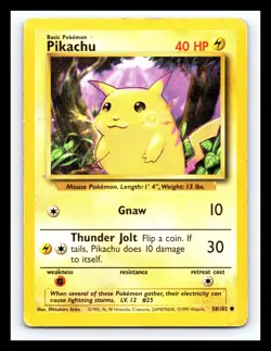 ⚡ Pikachu Non Holo Foil - Pokemon TCG 1999 Base Set Vintage Card # 58/102 - Image 1