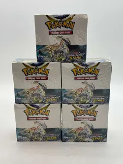 Lot of (5) Pokemon TCG Sword & Shield Brilliant Stars Booster Boxes w/Acrylic - Image 1