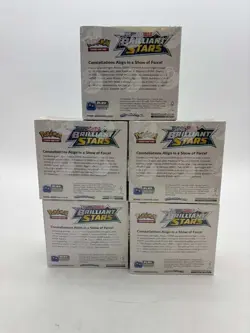 Lot of (5) Pokemon TCG Sword & Shield Brilliant Stars Booster Boxes w/Acrylic - Image 3
