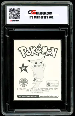 1999 Pokemon Topps Merlin SPECIAL GLITTER HOLO PRISM Sticker Pikachu Ash CG 10 - Image 2