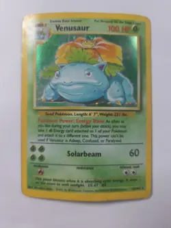 1999 Pokemon Game Base Set Unlimited Venusaur Holo Rare 15/102 Very Damaged - Image 1