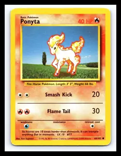 💥 Ponyta | Pokemon TCG 1999 | (Base Set) Non Holo Vintage # 60/102 - Image 1