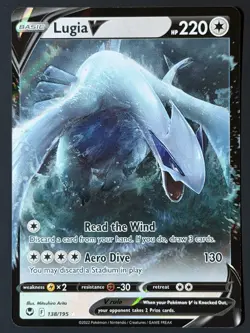 2022 POKEMON TCG SILVER TEMPEST LUGIA V ULTRA RARE HOLO 138/195 NM - Image 1