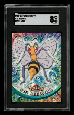 1999 Topps Pokemon TV Black Logo: # 15 Beedrill SGC 8 NM MT - Image 1