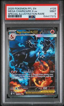 2025 POKEMON PFL EN-PHANTASMAL FLAMES #125 MEGA CHARIZARD X EX PSA 9 - Image 1