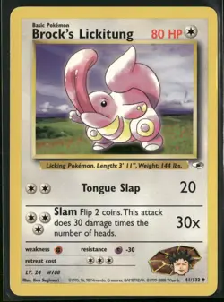 Brock's Lickitung 41/132 Uncommon Gym Heroes Pokemon Lightly Played - Image 1