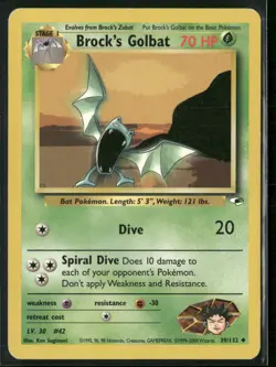 Brock's Golbat 39/132 Uncommon Gym Heroes Pokemon Moderately Played - Image 1