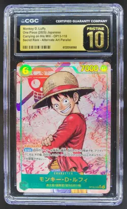 25 ONE PIECE JP MONKEY D. LUFFY SECRET RARE ALT ART OP13-118 CGC 10 PRISTINE PT - Image 1