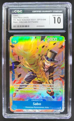2025 ONE PIECE SABO RARE ALT ART OP10-049 CGC 10 PT - Image 1