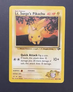 Pokemon: Lt. Surge’s Pikachu #84/132 - Gym Heroes - Image 1