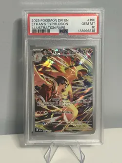 Ethan's Typhlosion AR Destine Rivals Pokemon Card PSA Gem mint 10 - Image 1