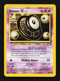 Unown O 69/75 Neo Discovery English Pokemon Card TCG - Image 1
