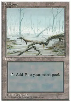 Basic Lands 10 MTG Swamp (370), Light Play, English Fourth Edition - Image 1