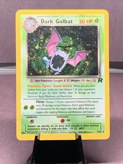 Pokemon TCG Dark Golbat 7/82 Team Rocket Holo Rare 2000 WOTC VTG Swirl - Image 1