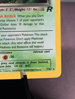 Pokemon TCG Dark Golbat 7/82 Team Rocket Holo Rare 2000 WOTC VTG Swirl - Image 4