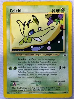 Celebi 16/64 Rare Neo Revelation Pokemon Unlimited Heavily Played - Image 1