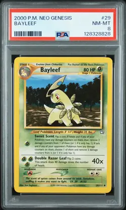 2000 POKEMON NEO GENESIS #29 BAYLEEF PSA 8 - Image 1