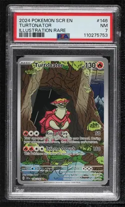 Turtonator Illustration Rare Pokemon SV07: Stellar Crown SCR PSA 7 - Image 1