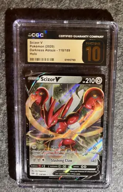 Pokemon TCG CGC Pristine 10 Scizor V 118/189 Darkness Ablaze - Image 1