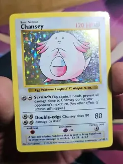 Pokemon Chansey TCG 3/102 Base Set Shadowless Unlimited Holo Rare HP/DMG - Image 3