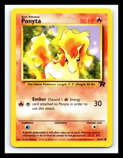 🔥 PONYTA Pokemon TCG 2000 Team Rocket Set Non HOLO # 64/82 Vintage - Image 1