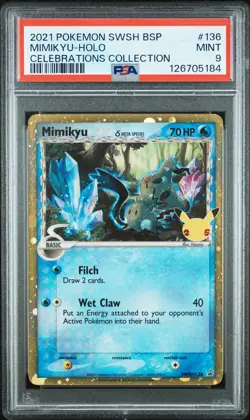 2021 POKEMON SWSH BLACK STAR PROMO CELEBRATIONS COLL #136 MIMIKYU-HOLO PSA 9 - Image 1