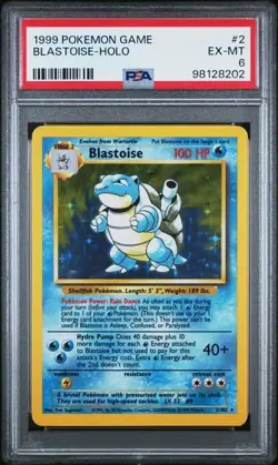 PSA 6 EX-MINT: BASE SET VINTAGE BLASTOISE-HOLO 1999 POKEMON GAME #2*DESCRIPTION* - Image 1