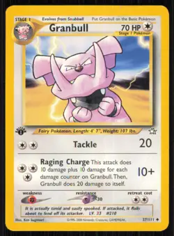 Granbull 37/111 Uncommon Neo Genesis Pokemon Unlimited Lightly Played - Image 1