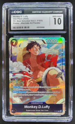 2025 ONE PIECE MONKEY D. LUFFY PROMO ALT ART P-075 CGC 10 PT - Image 1