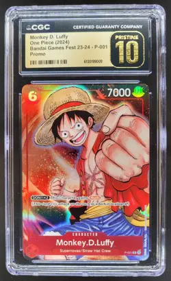 2024 ONE PIECE MONKEY D. LUFFY PROMO BANDAI GAMES FEST P-001 CGC 10 PRISTINE PT - Image 1