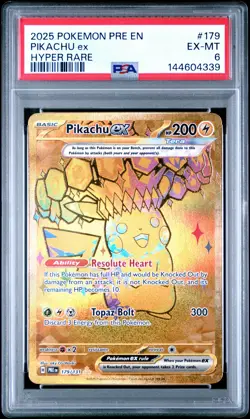 2025 POKEMON PRE EN-PRISMATIC EVOLUTIONS HYPER RARE #179 PIKACHU EX PSA 6 - Image 1