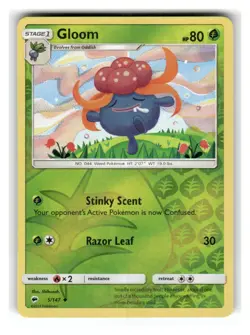 Gloom 5/147 Uncommon Burning Shadows Pokemon Reverse Holo Lightly Played - Image 1