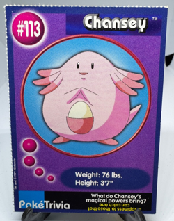 Vintage Pokemon Trivia Chansey Card Poketrivia Burger King 113 - Image 1