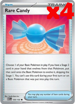 4x Rare Candy 125/132 Me01: Mega Evolution PLAYSET x4 - Pokemon TCG - NM - Image 1