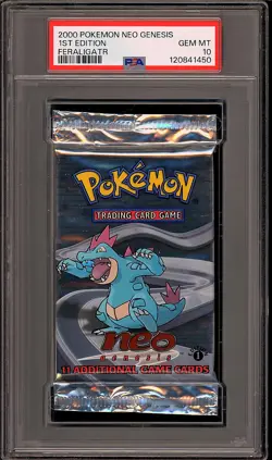 Pokemon 2000 WOTC 1st Edition Neo Genesis Feraligatr Sealed Booster Pack PSA 10 - Image 1