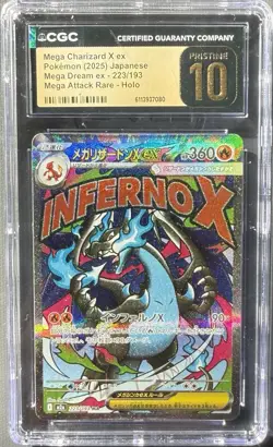 2025 Pokemon Mega Dream Charizard X ex Mega Attack #223/193 CGC 10 Pristine PT - Image 1
