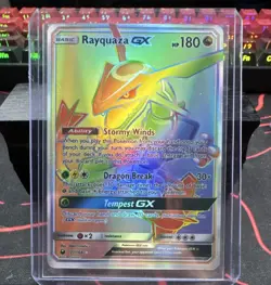 Pokemon Rayquaza GX Rainbow Rare Full Art Holo 177/168 SM-Celestial Storm 180 HP - Image 1