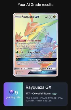 Pokemon Rayquaza GX Rainbow Rare Full Art Holo 177/168 SM-Celestial Storm 180 HP - Image 3