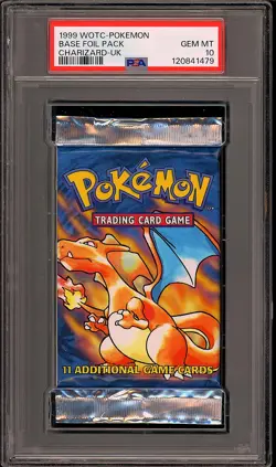 Pokemon 1999 WOTC Base Set Charizard UK Sealed Booster Pack GEM MINT PSA 10 - Image 1