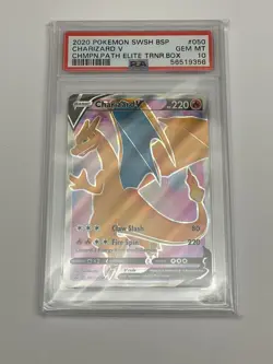 2020 POKEMON SWSH BSP CHARIZARD V CHAMPIONS PATH ELITE TRAINER BOX #50 PSA 10 - Image 1