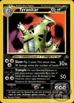Tyranitar 31/75 R Neo Discovery Pokemon Unlimited NM/M - Image 3