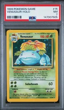 1999 Pokemon Game Base Set Venusaur HOLO #15 PSA 7 NM WOTC RARE VINTAGE - Image 1