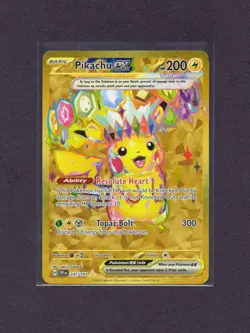 Pikachu ex Gold Hyper Rare 247/191 Sv08: Surging Sparks Holo Pokemon - Image 1