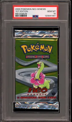 Pokemon 2000 WOTC 1st Edition Neo Genesis Meganium Sealed Booster Pack PSA 10 - Image 1