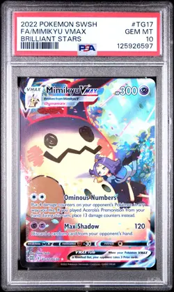 2022 POKEMON SWORD & SHIELD BRILLIANT STARS #TG17 FULL ART/MIMIKYU VMAX PSA 10 - Image 1