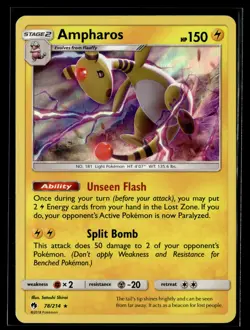 Pokemon TCG SM - Lost Thunder #78/214 Ampharos HOLO FOIL - Image 1