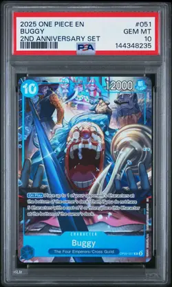 PSA 10 - Buggy OP09-051 Promo - One Piece English 2nd Anniversary Set English - Image 1