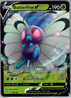 Butterfree V 001/189 SWSH03: Darkness Ablaze - Pokemon Card - NM - Image 1