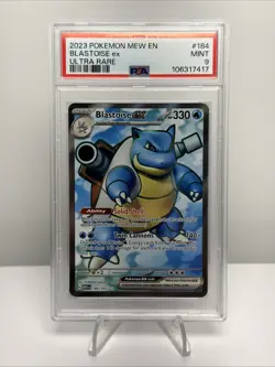 Pokemon TCG Scarlet and Violet Blastoise EX 184/165 Ultra Rare Full Art PSA 9 - Image 1
